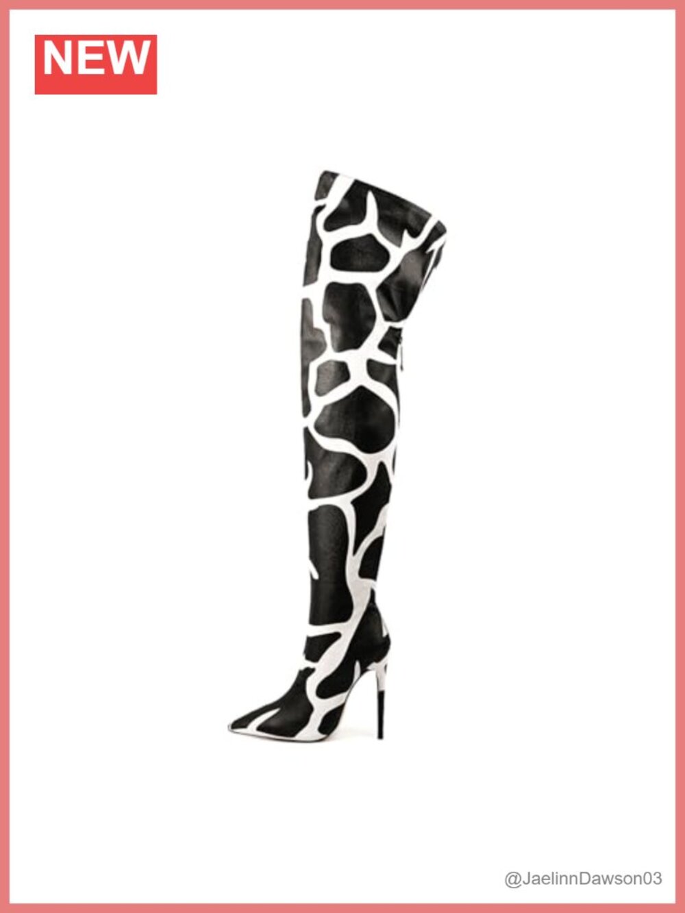 Women's Over the Knee Boots Stiletto Heel PU Leather Back Zip Animal Print